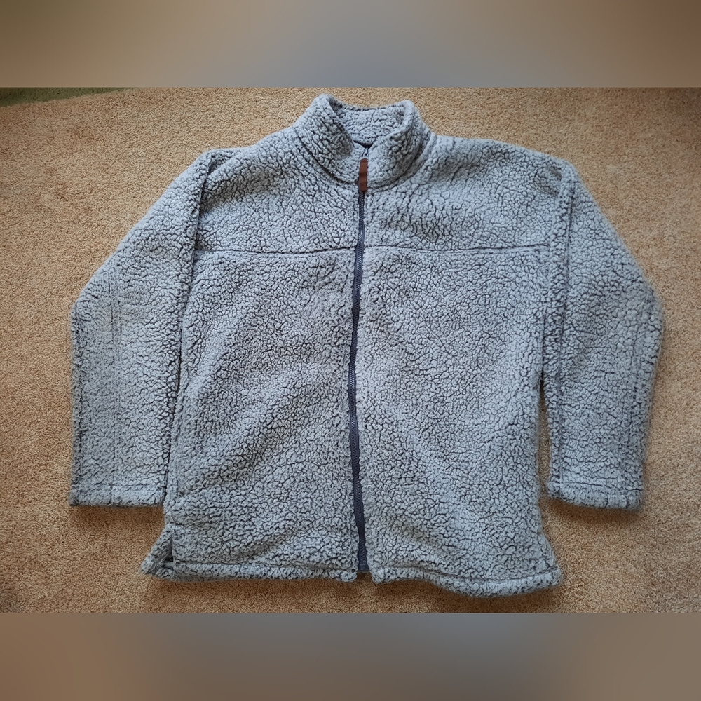 Mountain Blue, Medium, Berber, Crew neck, zip-up jacket
